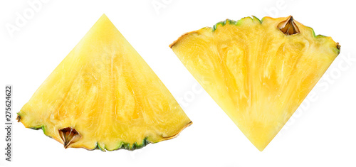Pineapple slice top view. Pineapple isolated on white. Pineapples with clipping path.