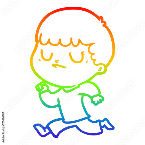 rainbow gradient line drawing cartoon grumpy boy