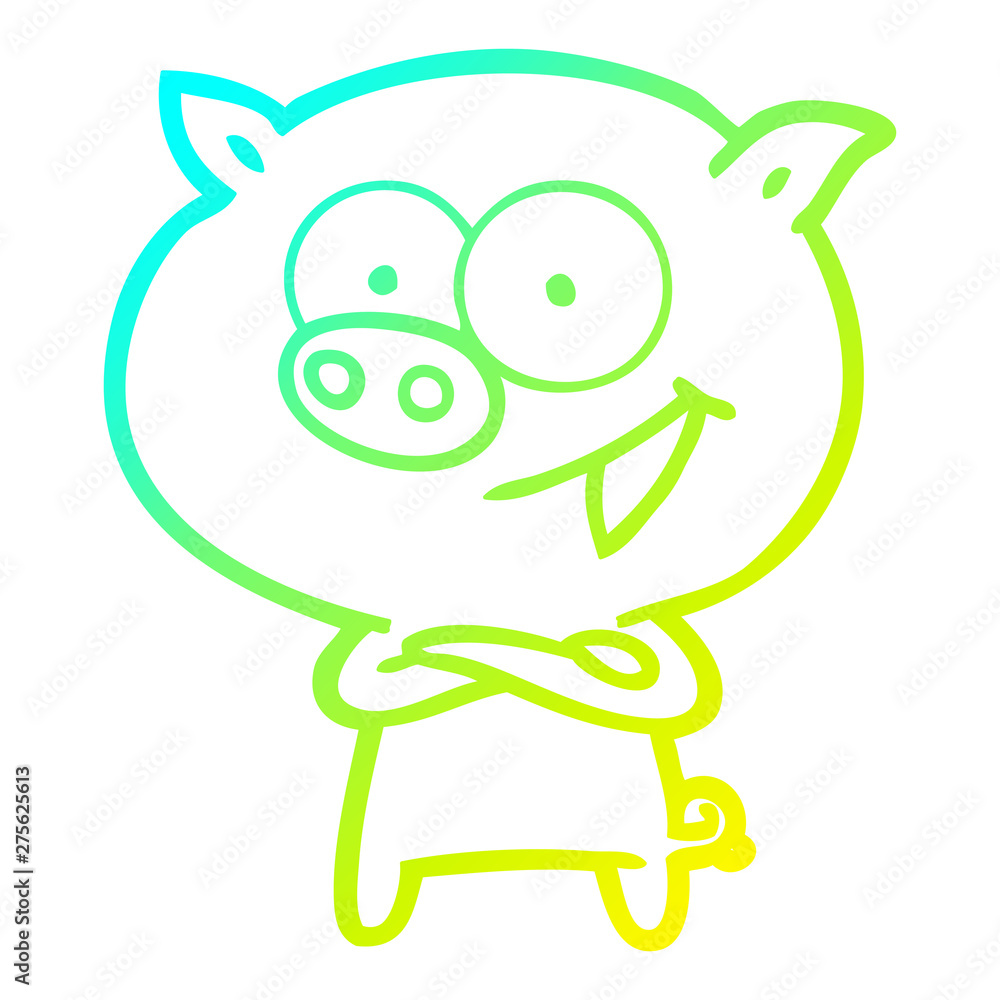cold gradient line drawing cheerful pig cartoon cold gradient line drawing cheerful pig cartoon