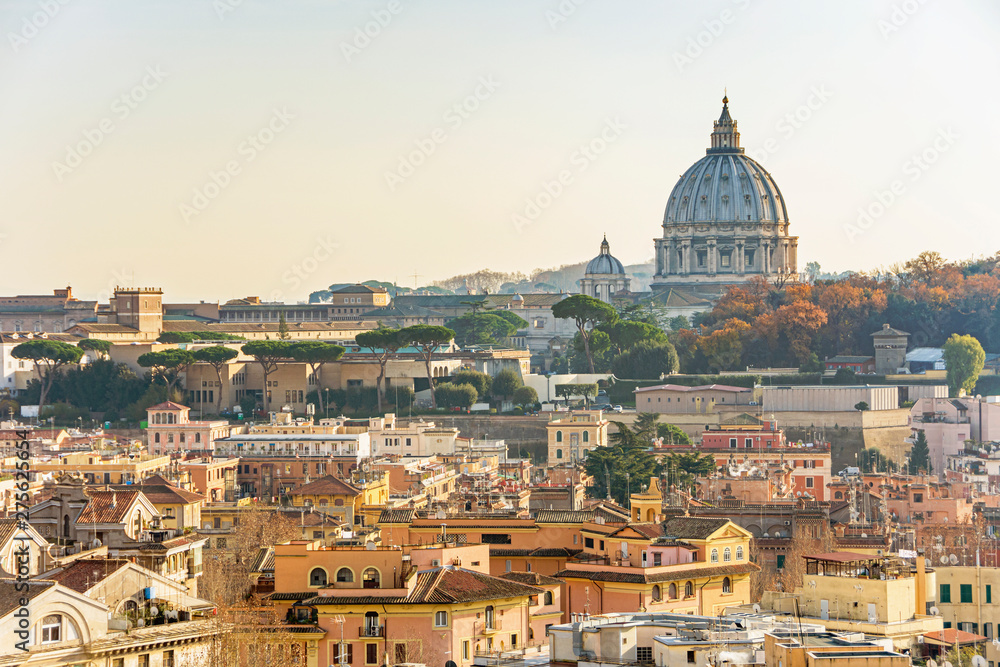 Saint Peter Basilica panorama in Vatican Rome