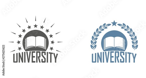 University emblem in different versions. Illustration on the educational theme