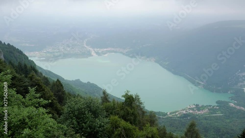 Wallpaper Mural Turquoise lake seen from high mountain viewpoint in northern Italy on cloudy day Torontodigital.ca