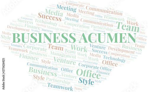 Photos Business Acumen word cloud. Collage made with text only.