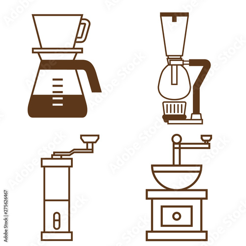 コーヒー関連のグッズのイラスト 線画 サイフォン ドリッパー コーヒーミルのイラスト ベクターデータ Stock ベクター Adobe Stock コーヒー関連のグッズのイラスト 線画 サイフォン ドリッパー コーヒーミルのイラスト ベクターデータ Stock ベクター Adobe Stock