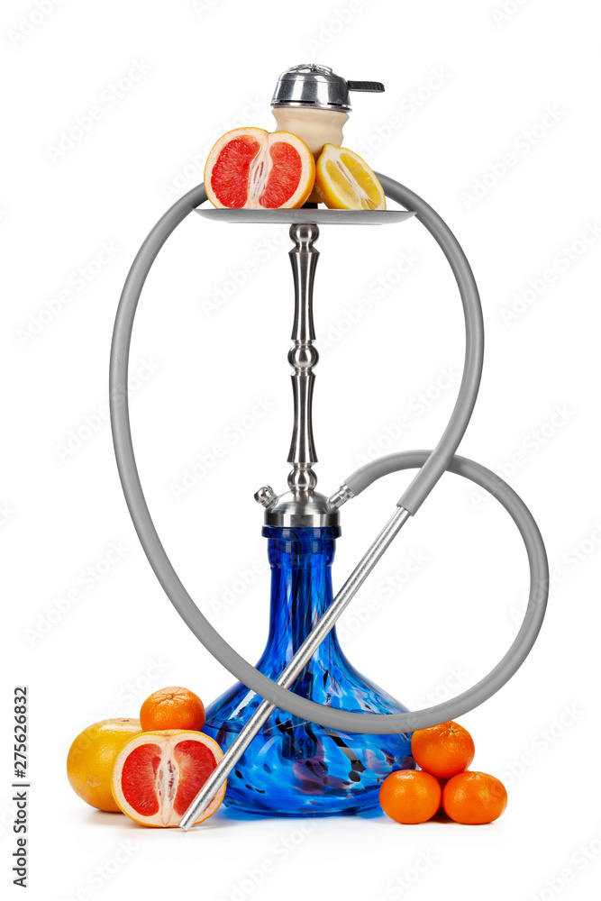 Hookah with fruits isolated on white background Hookah with fruits isolated on white background
