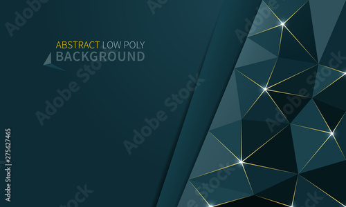 abstract modern low poly background with golden glow effects