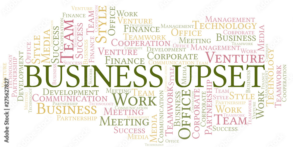 Fototapeta premium Business Upset word cloud. Collage made with text only.