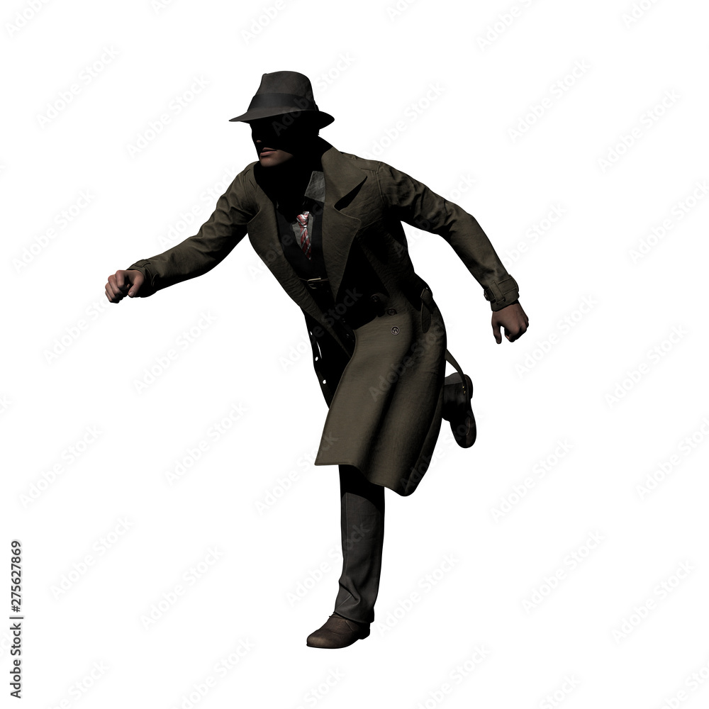 Running Man with Trenchcoat 3-D-Illustration Running Man with Trenchcoat 3-D-Illustration