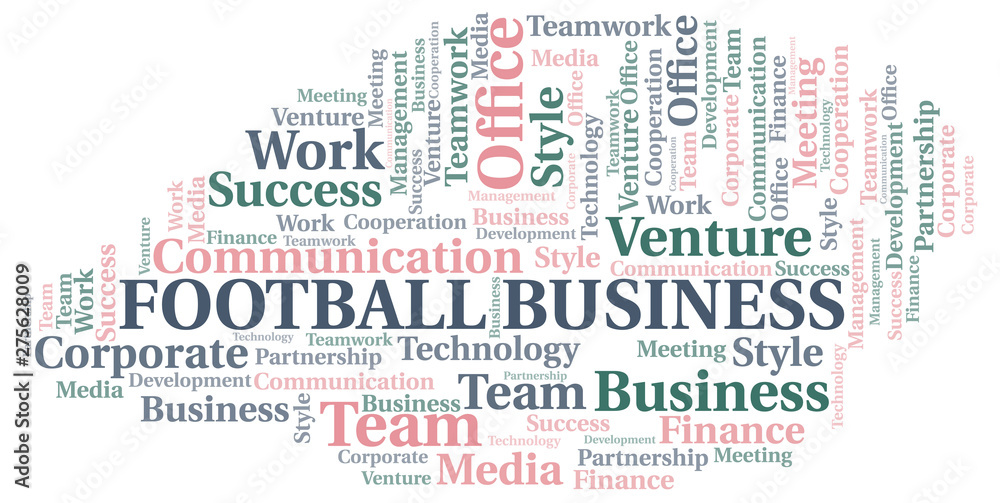 Football Business word cloud. Collage made with text only.