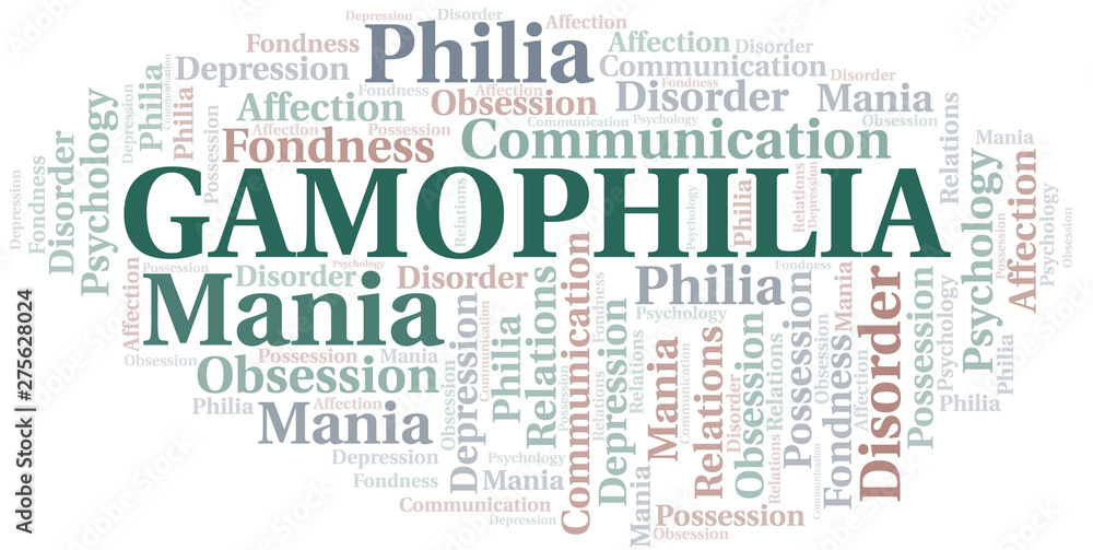 Fototapeta premium Gamophilia word cloud. Type of Philia.