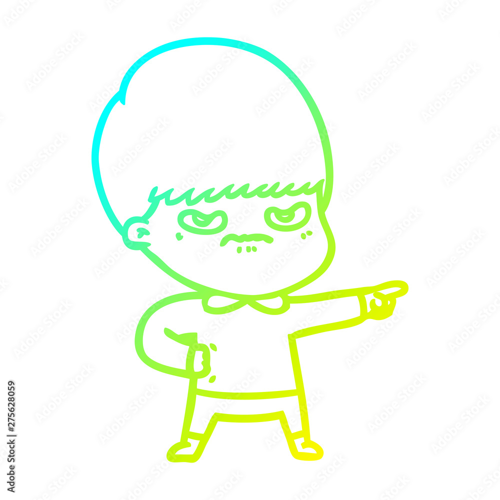 cold gradient line drawing annoyed cartoon boy cold gradient line drawing annoyed cartoon boy