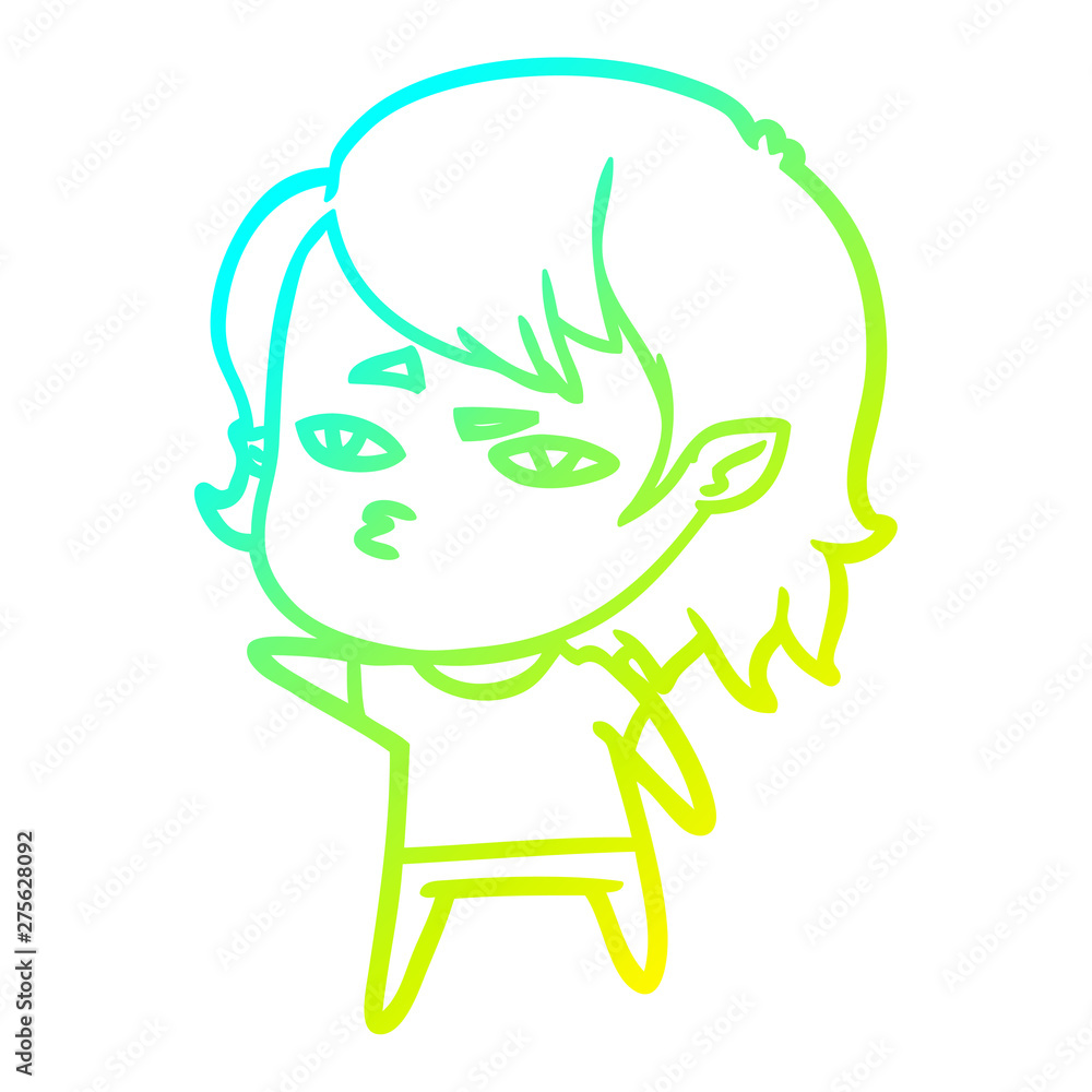 cold gradient line drawing cartoon vampire girl cold gradient line drawing cartoon vampire girl