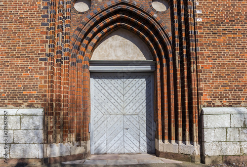 Door of the historic Jacobi church in Stralsund, Germany photo