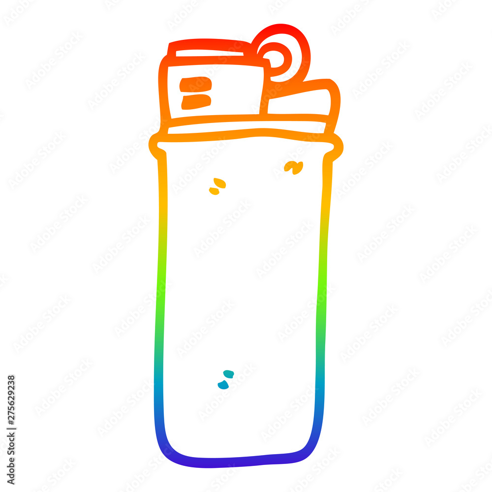Fototapeta premium rainbow gradient line drawing cartoon disposable lighter