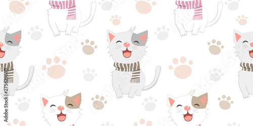 adorable cat illustration seamless pattern for kids project, background and many more