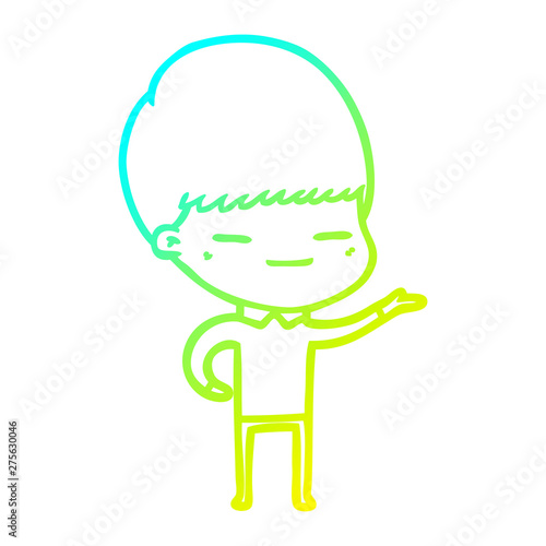 cold gradient line drawing cartoon smug boy