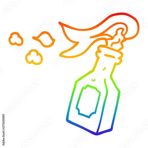 rainbow gradient line drawing cartoon molotov cocktail
