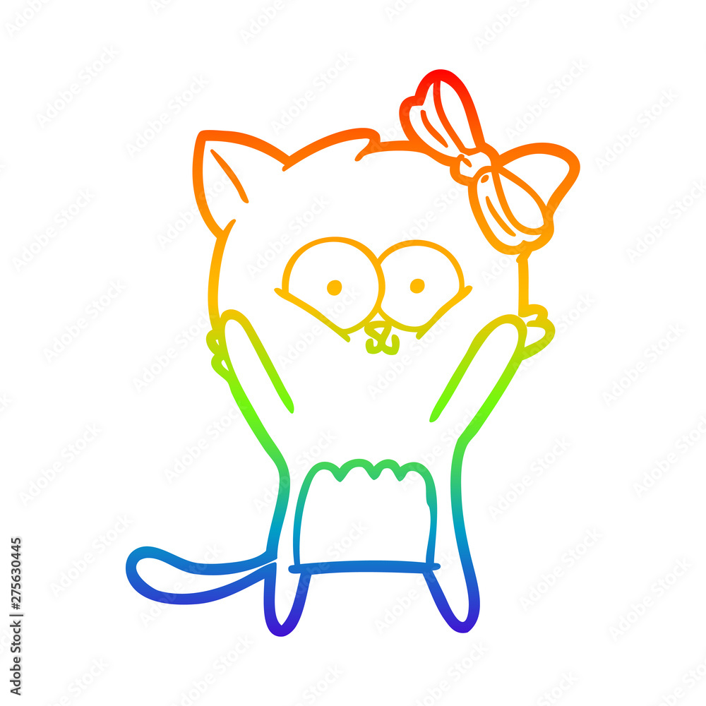 rainbow gradient line drawing cartoon cat rainbow gradient line drawing cartoon cat
