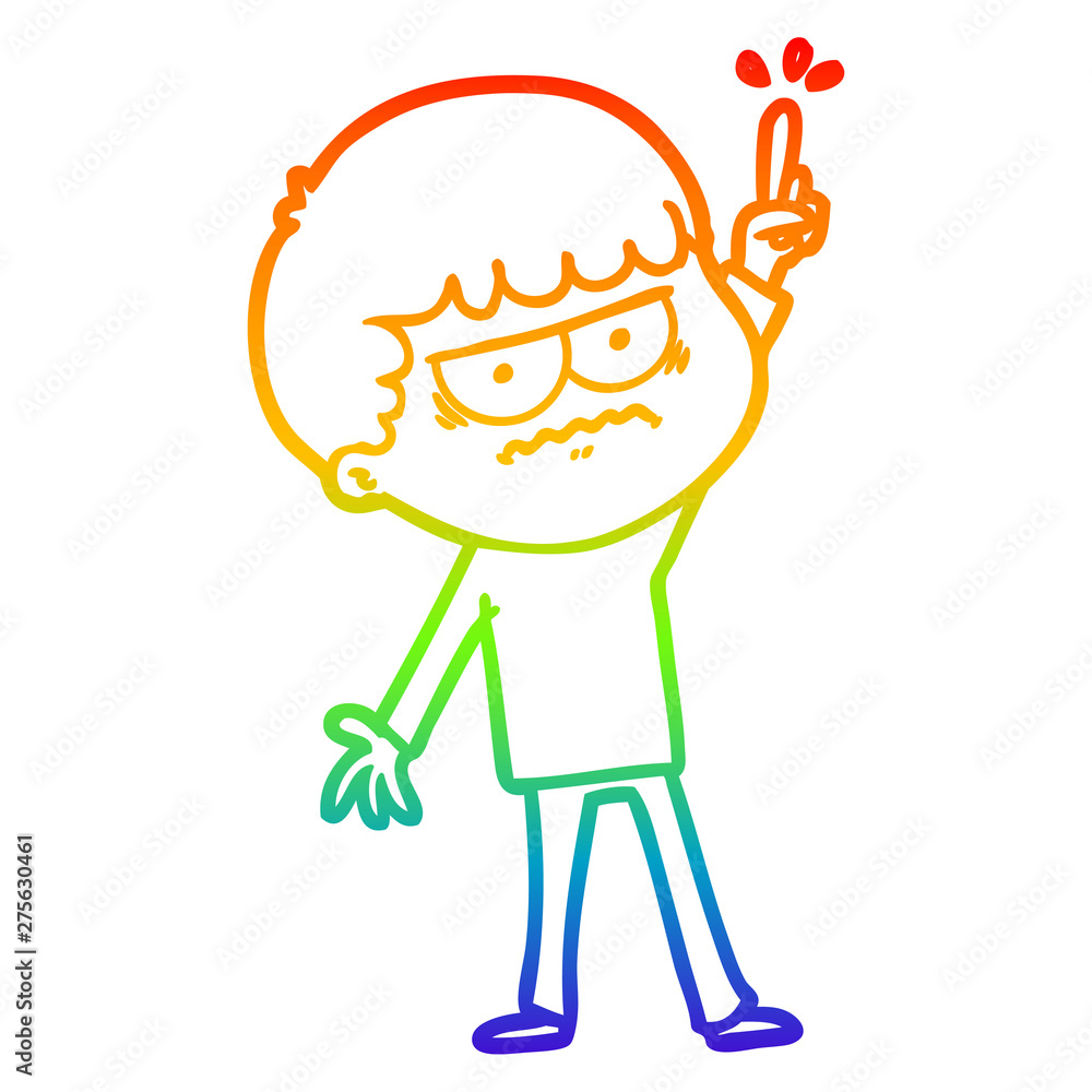 rainbow gradient line drawing cartoon annoyed man rainbow gradient line drawing cartoon annoyed man