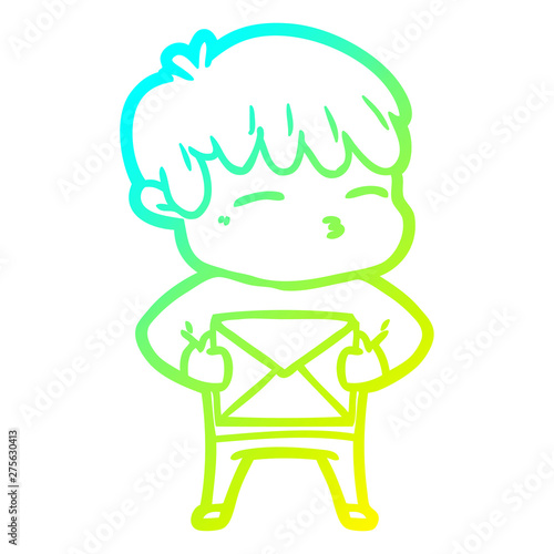 cold gradient line drawing cartoon curious boy