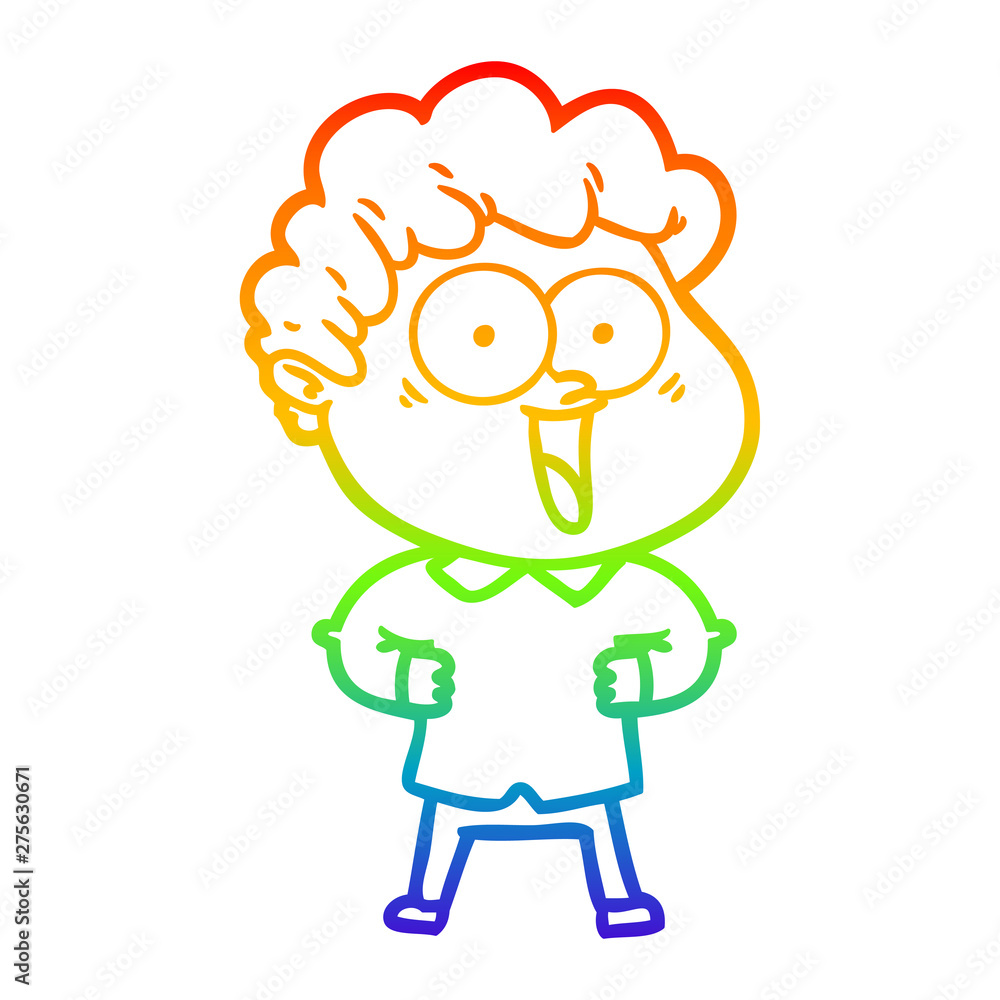 rainbow gradient line drawing cartoon happy man rainbow gradient line drawing cartoon happy man
