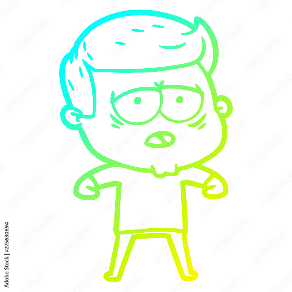 cold gradient line drawing cartoon tired man cold gradient line drawing cartoon tired man