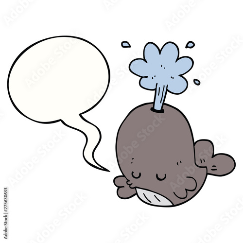 cartoon spouting whale and speech bubble