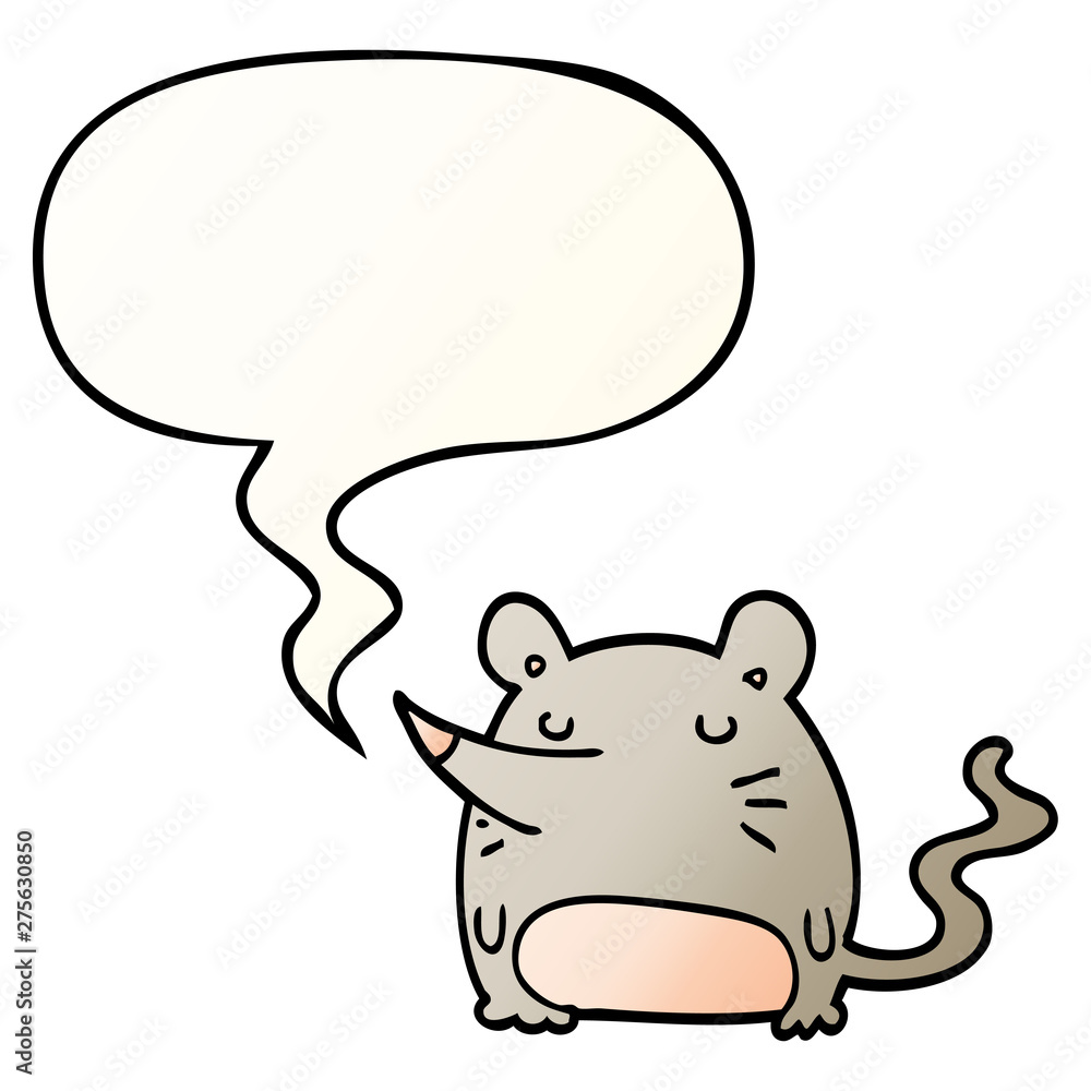 cartoon mouse and speech bubble in smooth gradient style