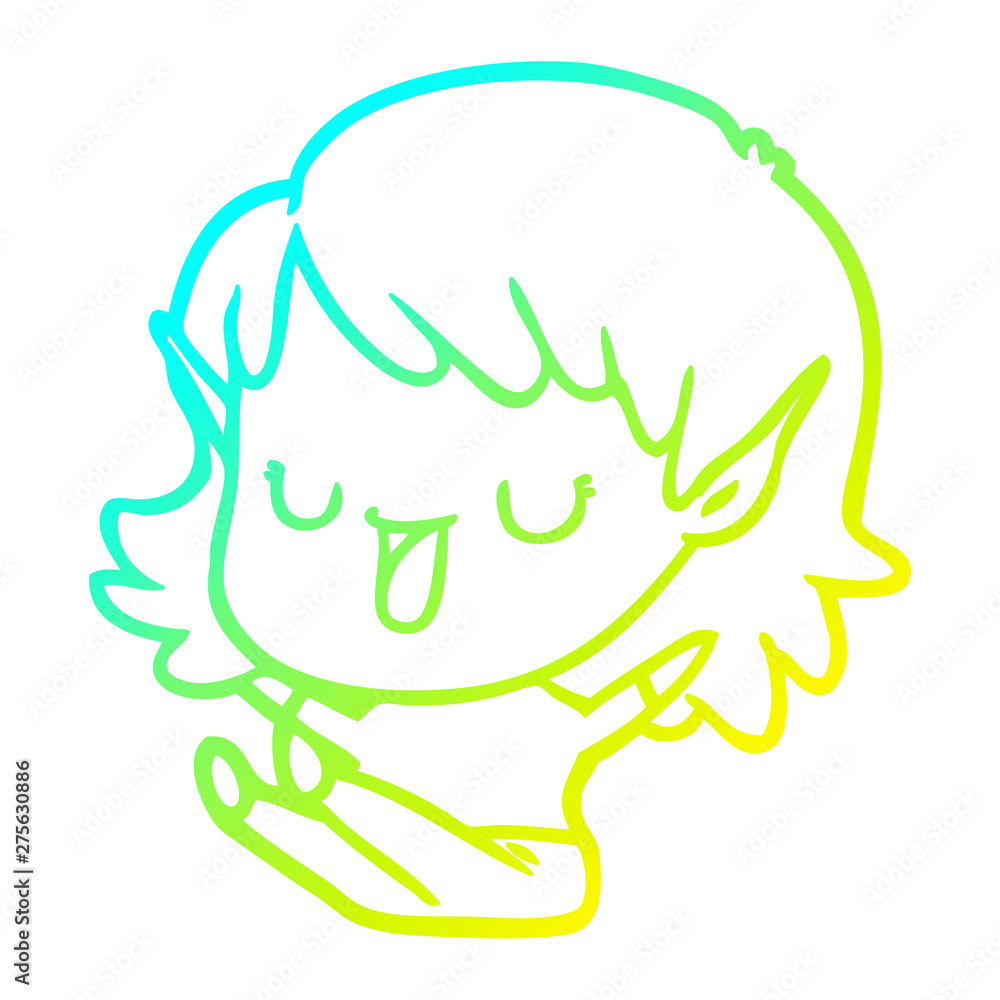 cold gradient line drawing cartoon elf girl cold gradient line drawing cartoon elf girl