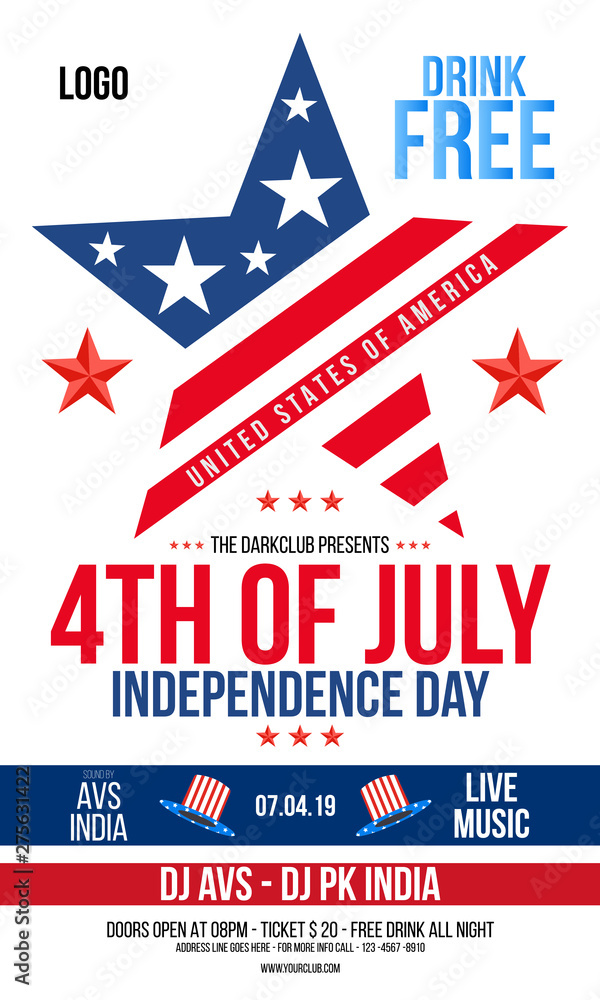 Creative Invitation Flyer decorated with blue and red text for 4th of July, American Independence Day Party celebration. Creative Invitation Flyer decorated with blue and red text for 4th of July, American Independence Day Party celebration.