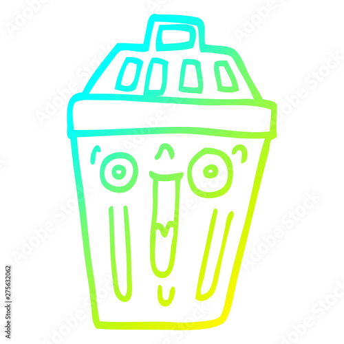 cold gradient line drawing cartoon waste bin