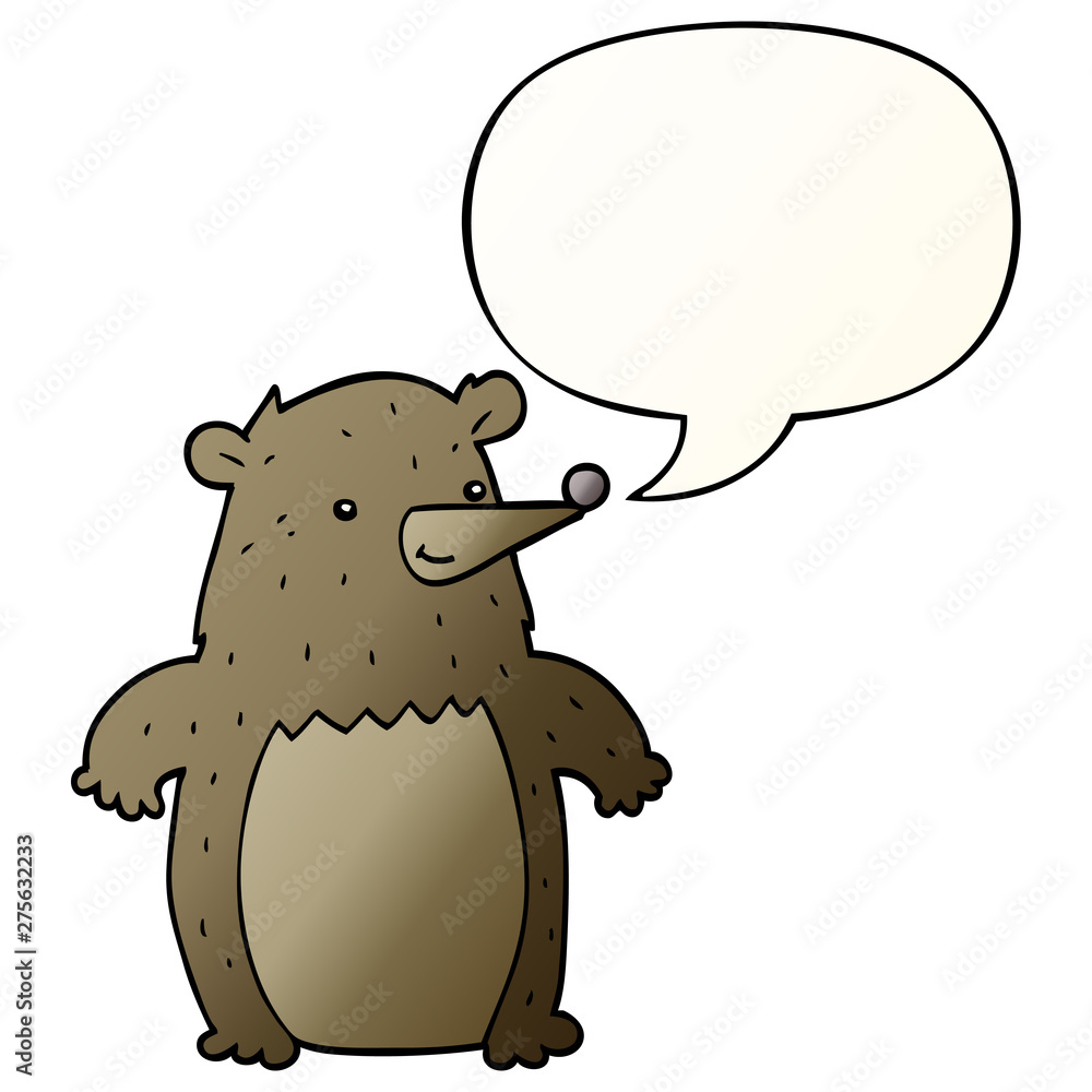 cartoon bear and speech bubble in smooth gradient style cartoon bear and speech bubble in smooth gradient style
