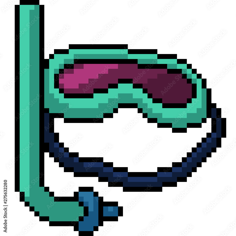 Obraz premium vector pixel art dive goggle