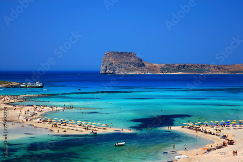 Balos beach, Gramvoussa cape, on the norhwest coast of Chania Prefecture, Crete island, Greece.