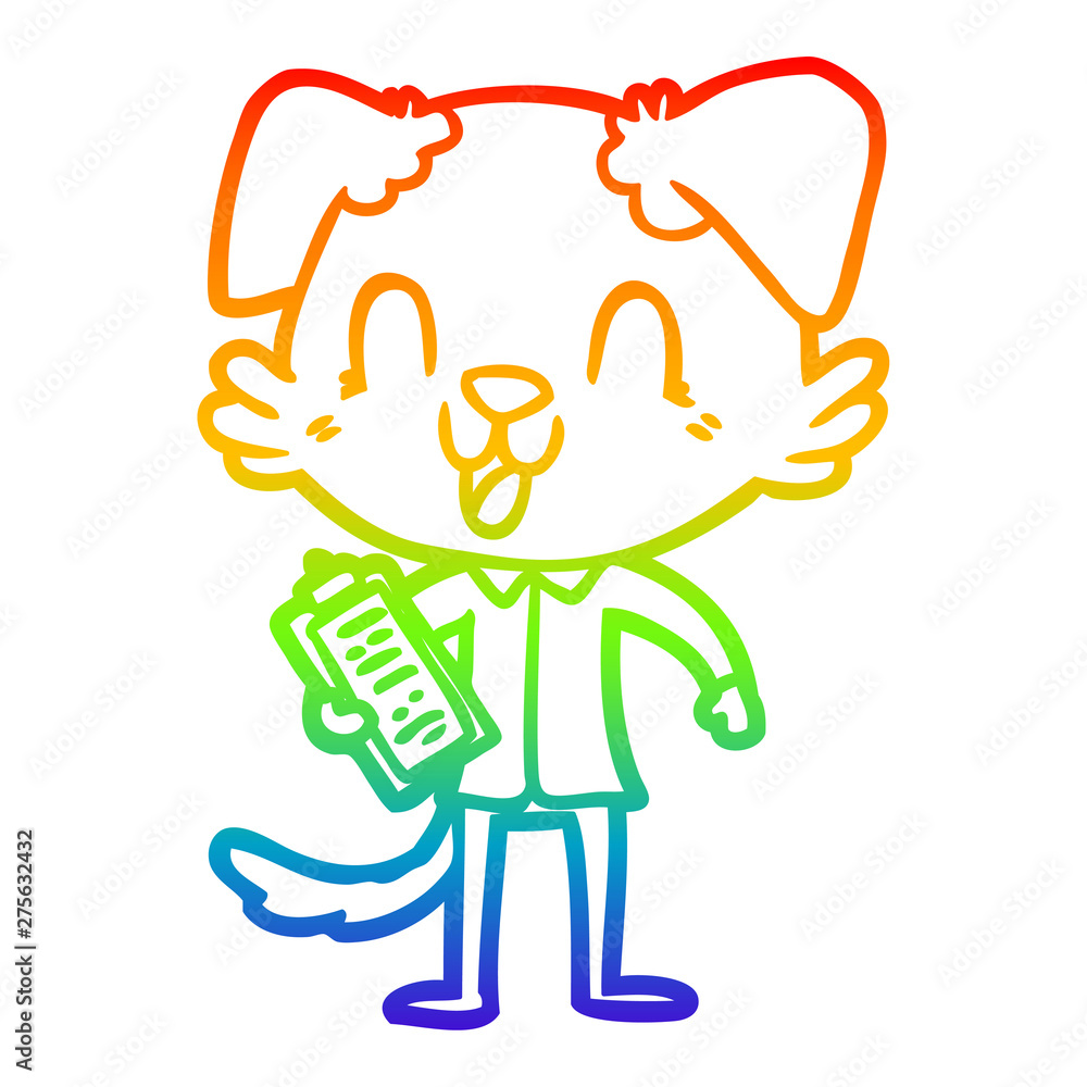 rainbow gradient line drawing laughing cartoon dog boss rainbow gradient line drawing laughing cartoon dog boss