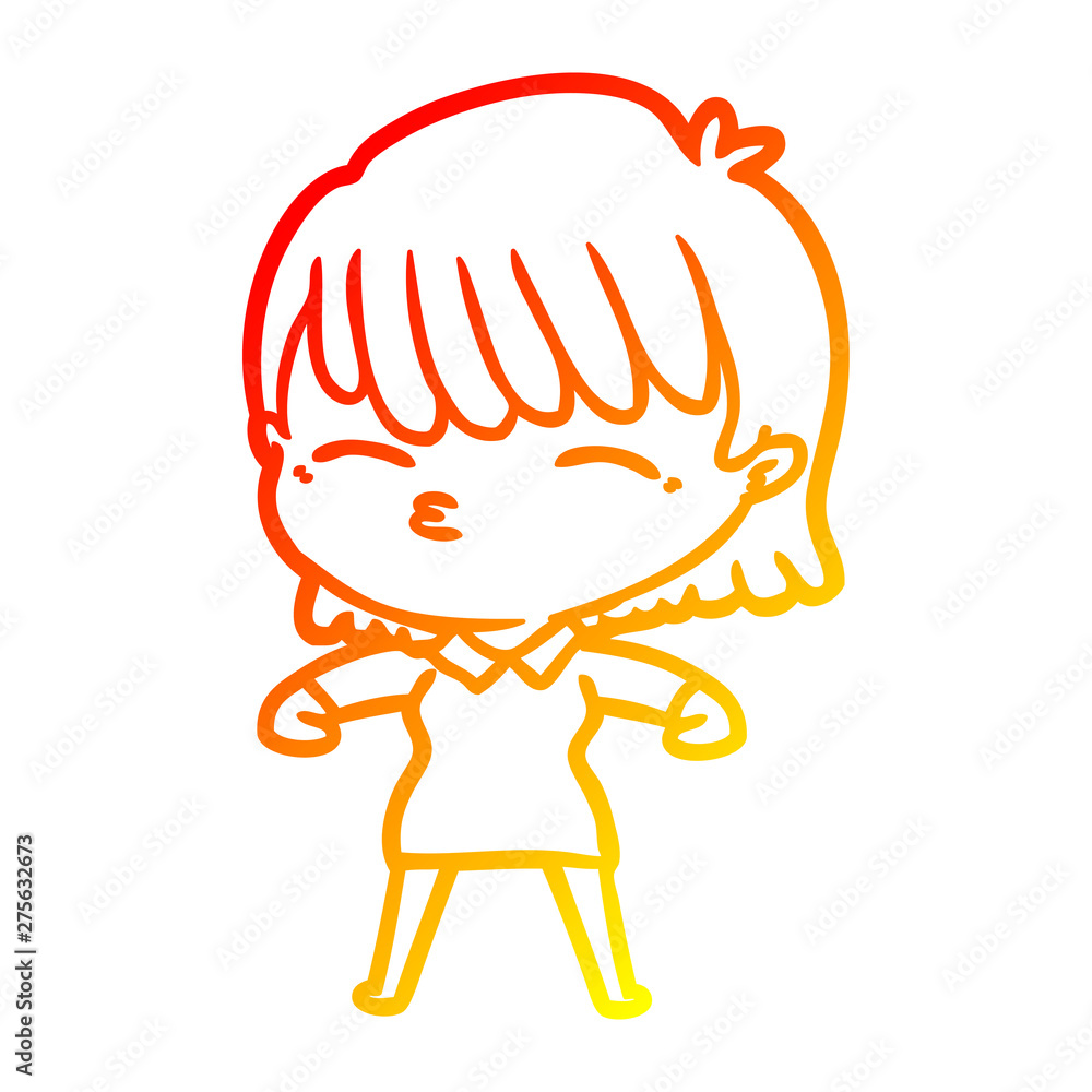 warm gradient line drawing cartoon woman warm gradient line drawing cartoon woman