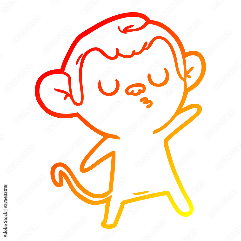 warm gradient line drawing cartoon monkey warm gradient line drawing cartoon monkey