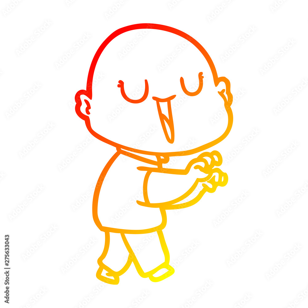 Obraz premium warm gradient line drawing happy cartoon bald man