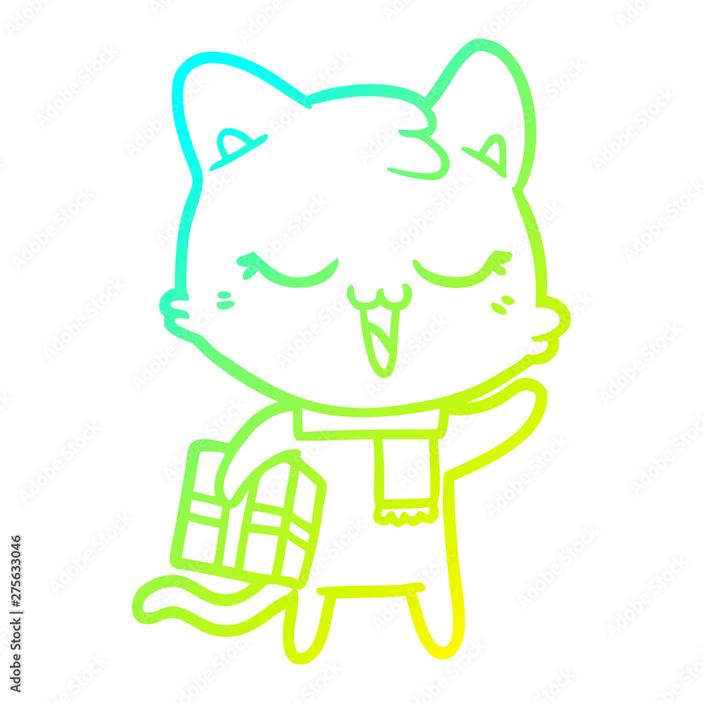 cold gradient line drawing cartoon cat cold gradient line drawing cartoon cat