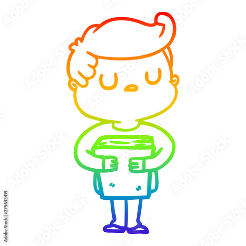 rainbow gradient line drawing cartoon aloof man