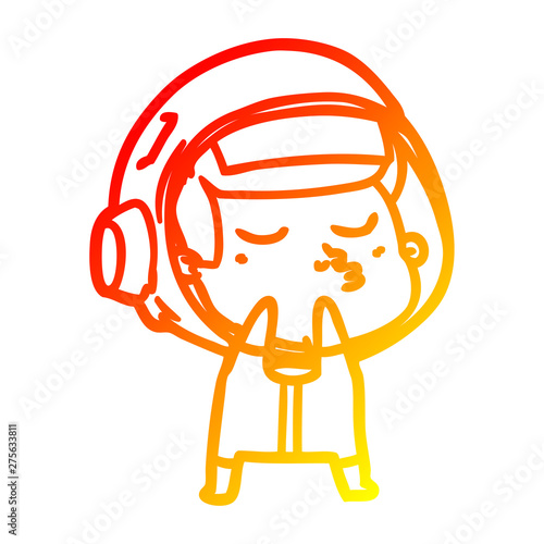 warm gradient line drawing cartoon confident astronaut