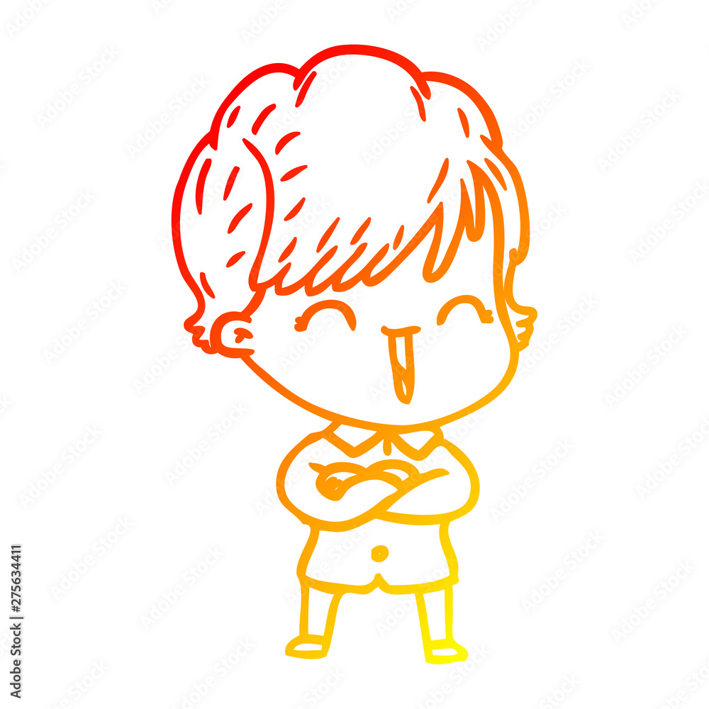 warm gradient line drawing cartoon laughing woman warm gradient line drawing cartoon laughing woman