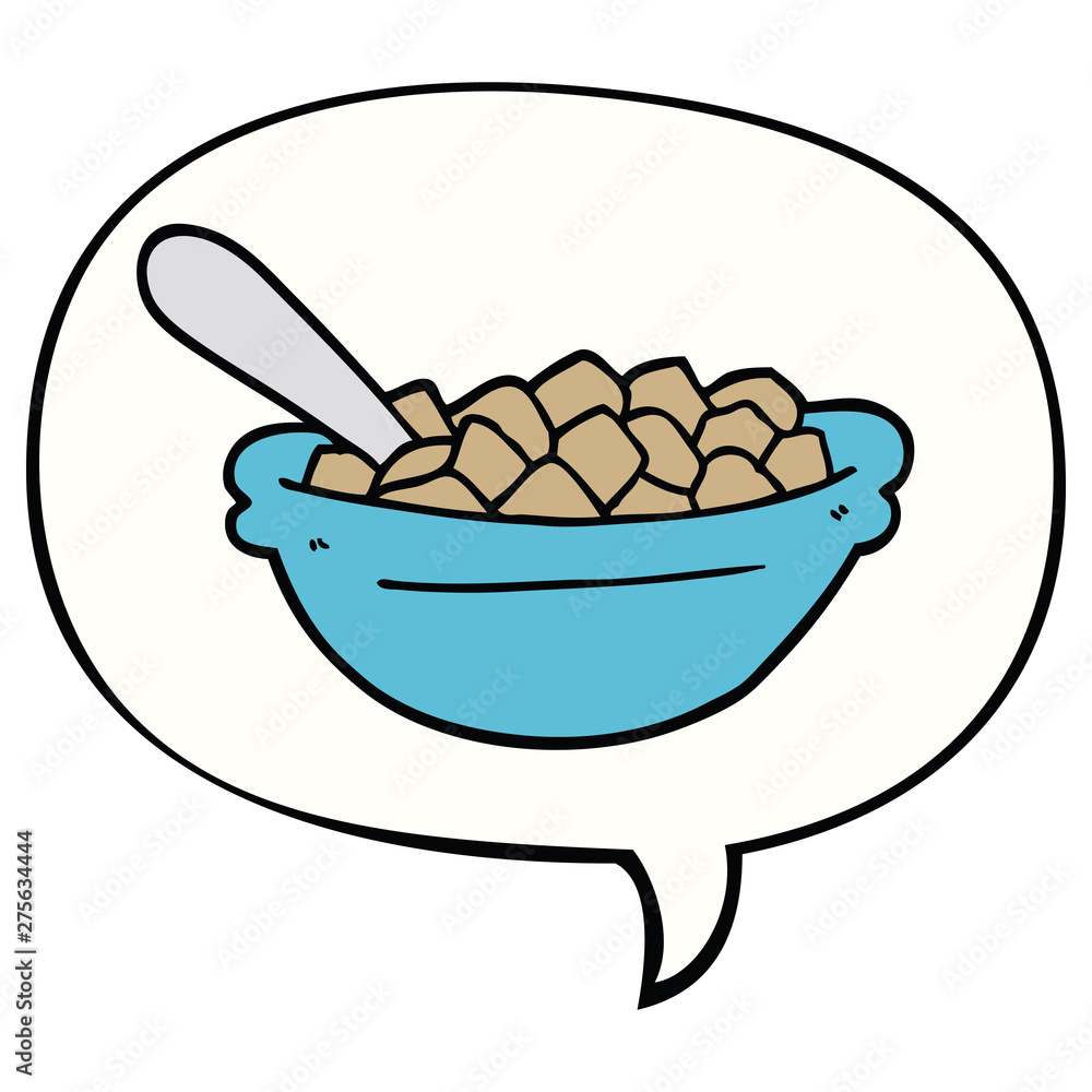 cartoon cereal bowl and speech bubble cartoon cereal bowl and speech bubble
