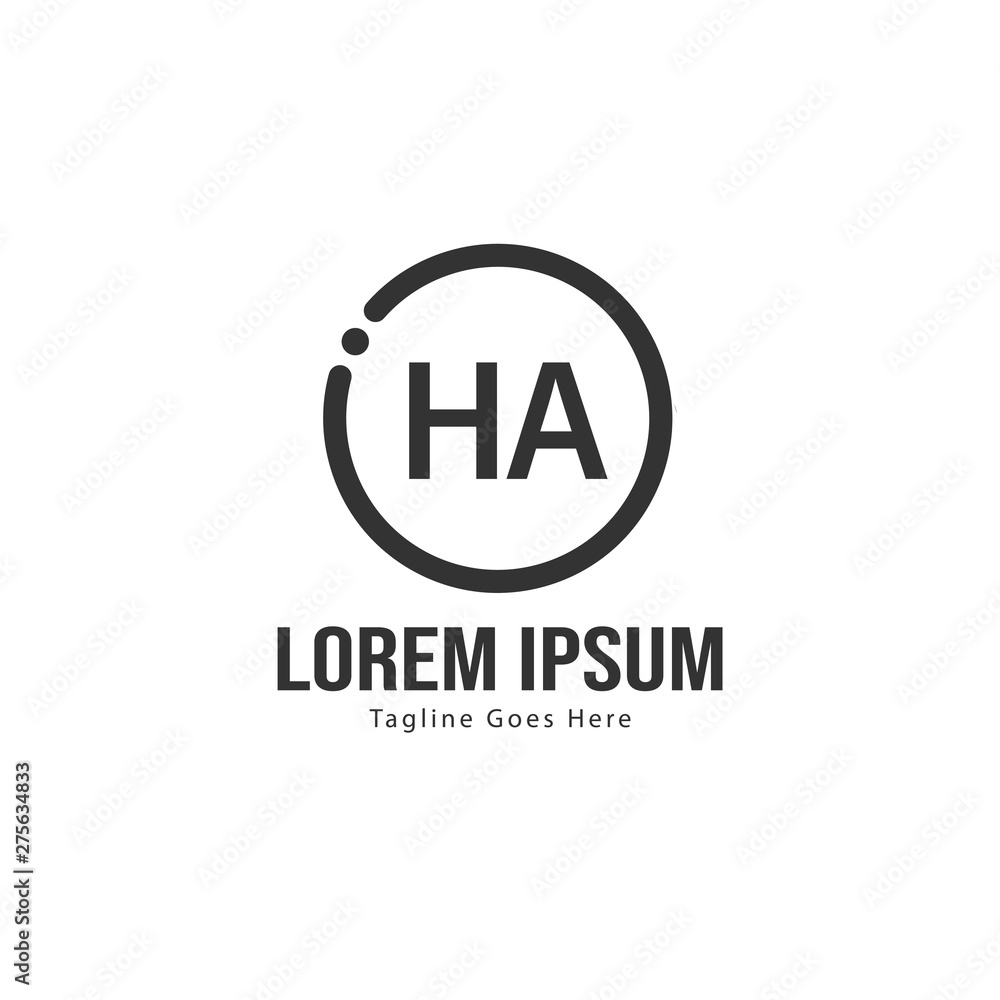 Initial HA logo template with modern frame. Minimalist HA letter logo vector illustration