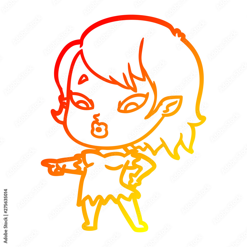 warm gradient line drawing cute cartoon vampire girl warm gradient line drawing cute cartoon vampire girl