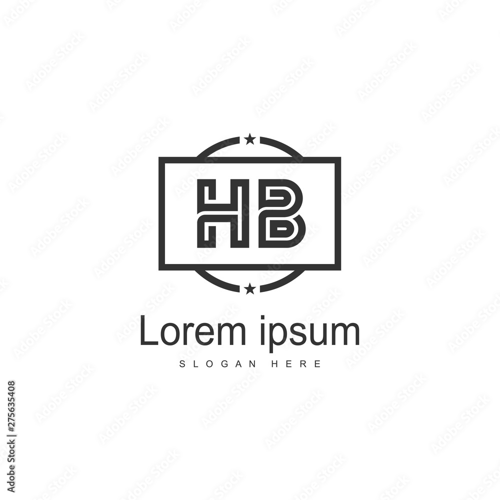 Initial HB logo template with modern frame. Minimalist HB letter logo vector illustration