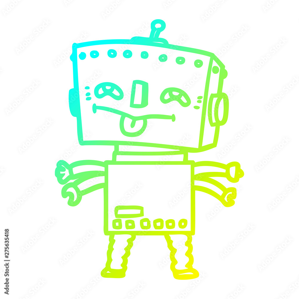 cold gradient line drawing cartoon robot cold gradient line drawing cartoon robot