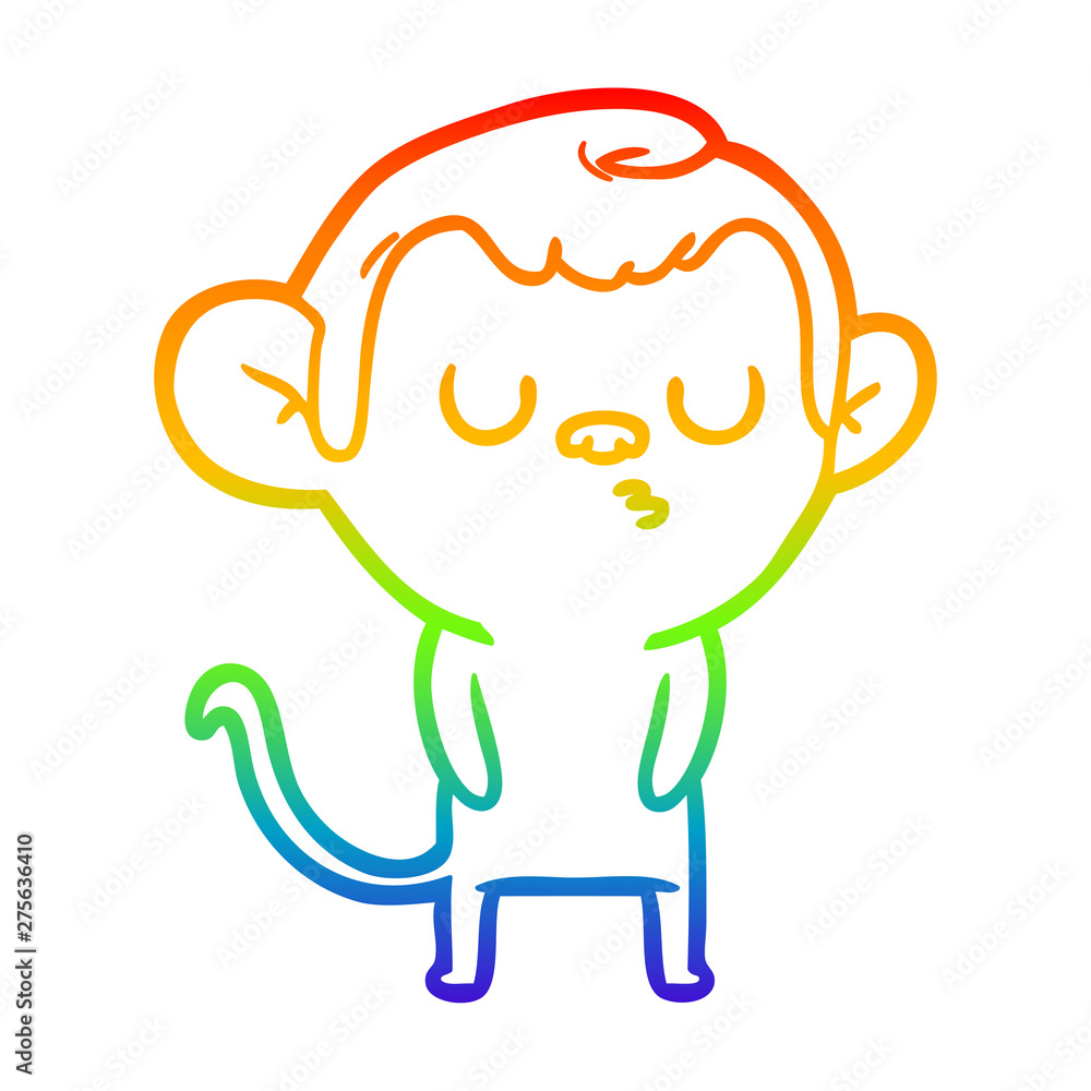 rainbow gradient line drawing cartoon monkey rainbow gradient line drawing cartoon monkey