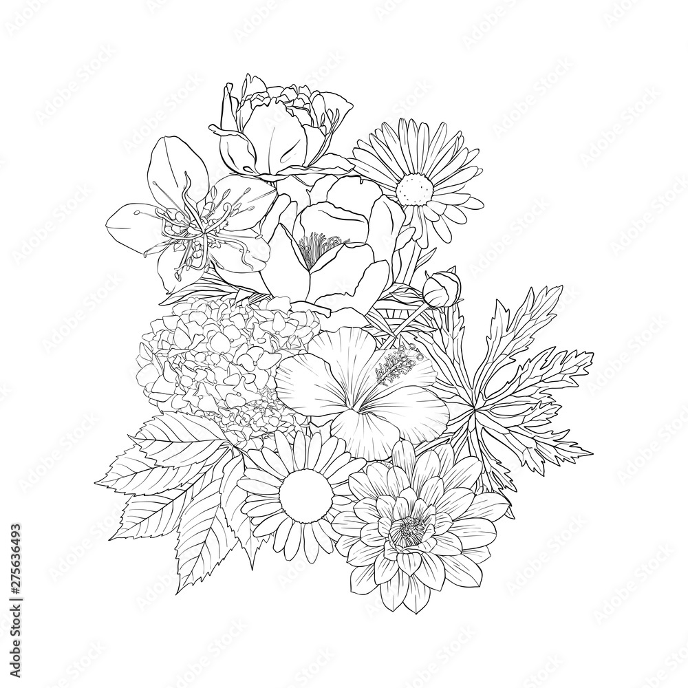 Fototapeta wektor rysunek kwiatów