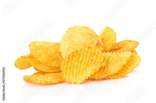  Potato chips isolated on white background